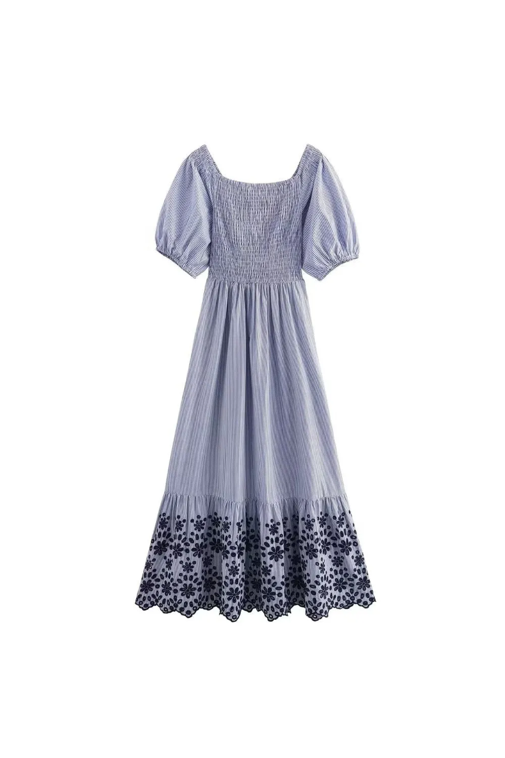 'Zoe' Cutwork Embroidered Striped Dress